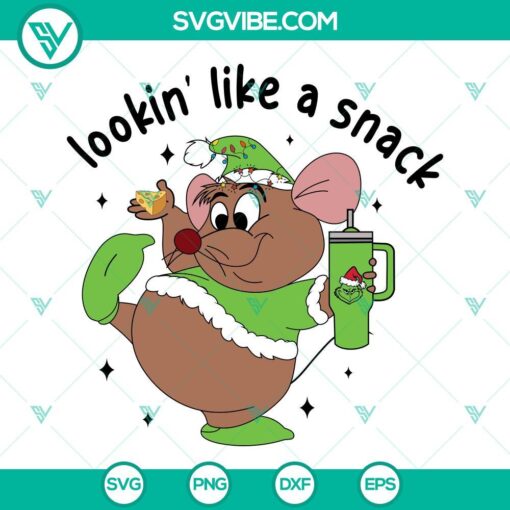 Green Gus Gus from Christmas Grinch movie, SVG files for tumbler, mouse design SVG download.