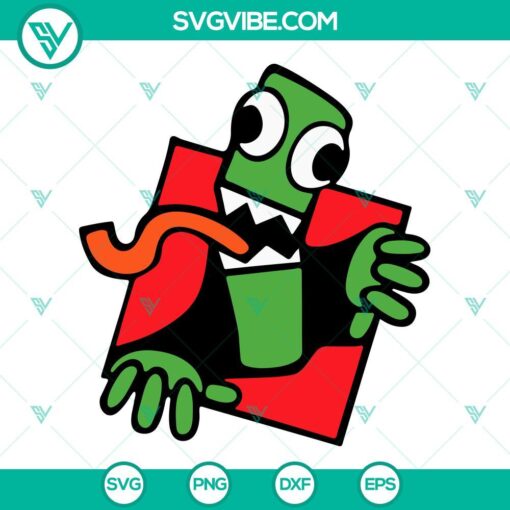Green Rainbow Friends SVG Bundle for Horror Game - Includes SVG, PNG, DXF, EPS Cut Files - Colorful and spooky character designs.