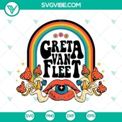 Greta Van Fleet Rainbow SVG Download featuring Retro Groovy and Hippie SVG Files with dreamy design elements.