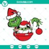 Grinch and Baby Yoda in Santa hats, Star Wars Christmas themed SVG images for festive season.
