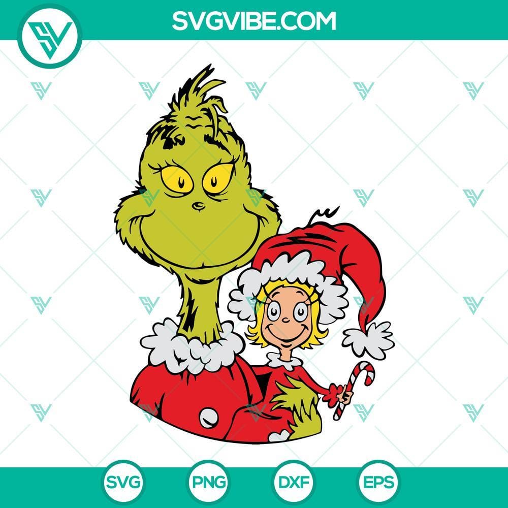 Grinch And Cindy Lou Who SVG File, Grinch Christmas SVG Files, Grinch SVG File Grinch and Cindy Lou Who SVG file for Christmas, featuring festive Grinch SVG designs.