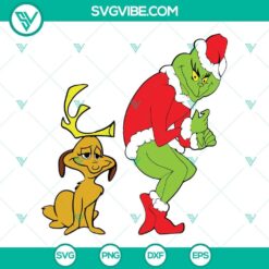 Grinch and Max dog Christmas SVG file for download, including PNG, DXF, and EPS formats.