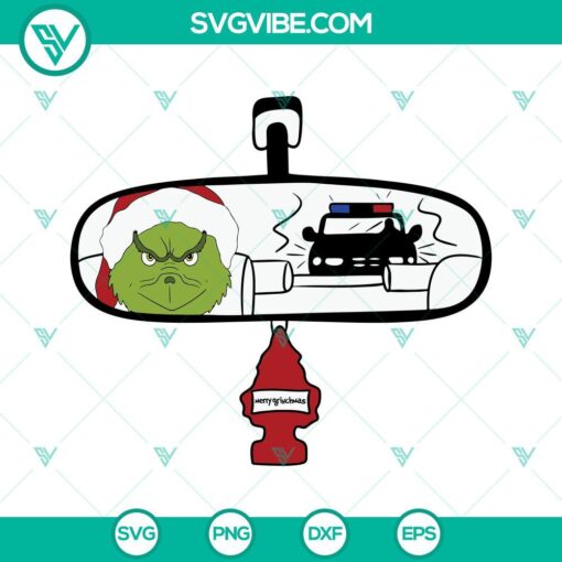 Grinch Drive Car SVG Files, Grinch Face SVG Files, Merry Christmas design for holiday crafting projects.