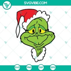 Grinch face Santa hat vector clipart - SVG, PNG, DXF, EPS images for Christmas crafts.