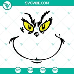 Grinch face SVG clipart for Cricut, digital design showcasing iconic Grinch face, perfect for holiday crafts.