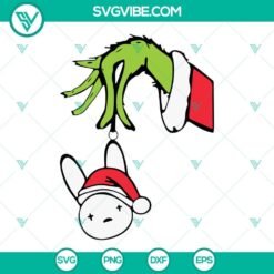 Grinch Hand & Bad Bunny Christmas SVG Bundle featuring Un Navidad Sin Yi designs - festive and trendy holiday graphics for crafts and projects.