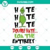 Grinch themed Christmas SVG images with "Hate Hate Hate" design in PNG, DXF, and EPS files for digital download.