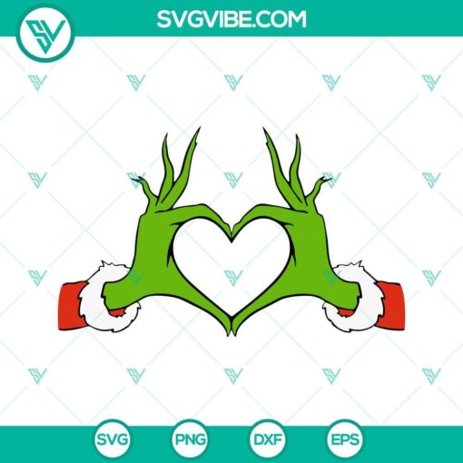 Grinch heart hands SVG download for Cricut, vector design file for crafting.