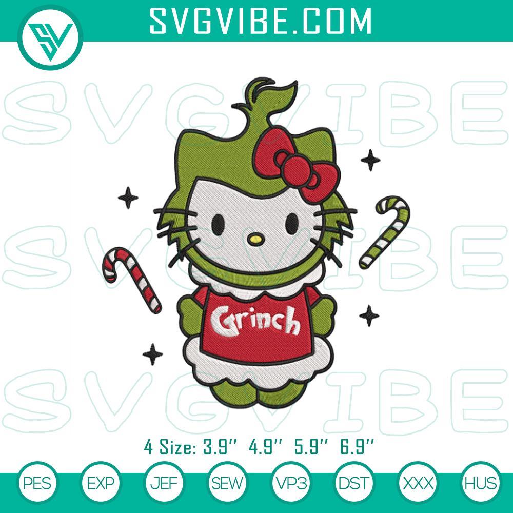 Grinch Hello Kitty Christmas Embroidery Design Files Grinch Hello Kitty Christmas embroidery file with festive design, ideal for holiday crafts and decorations.