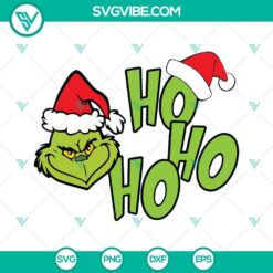 Grinch Ho Ho Ho digital download with SVG, PNG, DXF, and EPS files perfect for Cricut and Silhouette machines. Ideal for Christmas crafting projects.