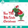 Grinch-themed Buffalo Bills Christmas SVG files with humorous Christmas design. Great for holiday crafting and decorating.