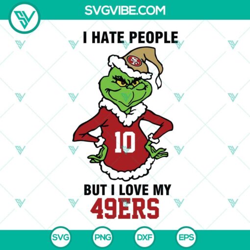 Grinch design with San Francisco 49ers football theme SVG download, perfect for fans.