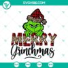 Grinch Merry Christmas SVG File with Merry Grinchmas Buffalo Plaid design for holiday crafts and decorations.