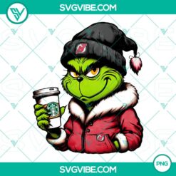 Grinch-themed New Jersey Devils and Starbucks PNG images for digital products. Ideal for fans and holiday-themed designs.