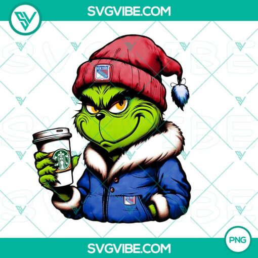 Grinch New York Rangers themed Starbucks drink in PNG format for download.