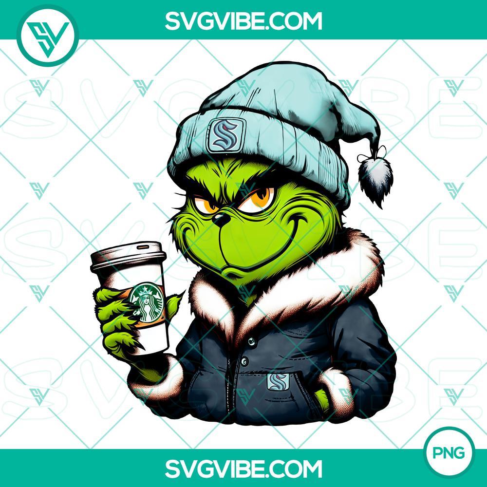 Grinch Seattle Kraken Drink Starbucks PNG Images Grinch themed Seattle Kraken drink cups featuring the Starbucks logo, perfect for fans and festive occasions.