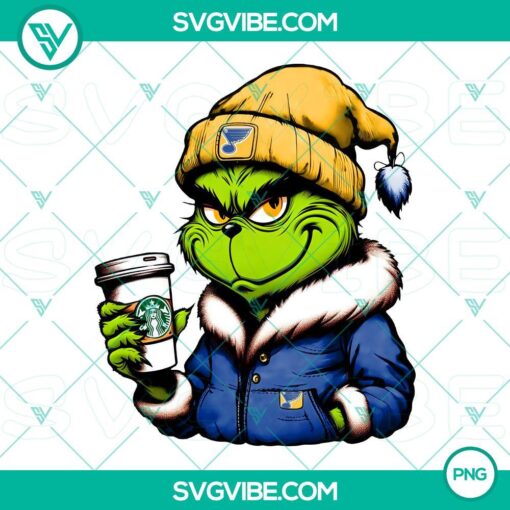 Grinch St. Louis Blues Starbucks themed PNG file for digital use.