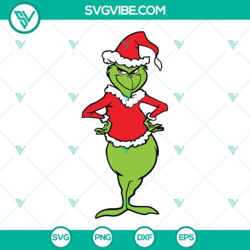 Grinch Santa Claus and Christmas SVG images, cute and festive character designs for holiday crafts and decorations.