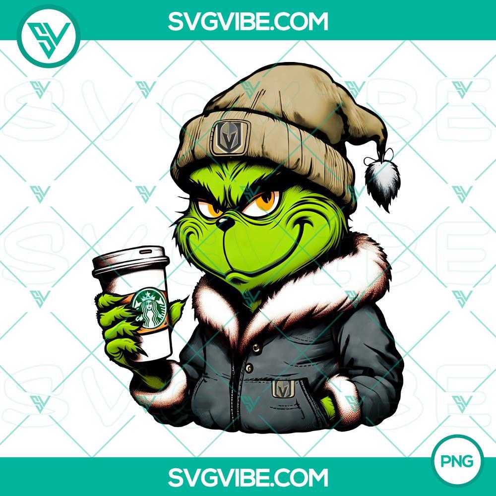 Grinch Vegas Golden Knights Drink Starbucks PNG Image Grinch-themed Vegas Golden Knights Starbucks drink PNG with holiday decorations for Christmas.