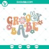 Groovy Babe SVG file with retro birthday and boho flowers design for download, perfect for a hippie-themed project.