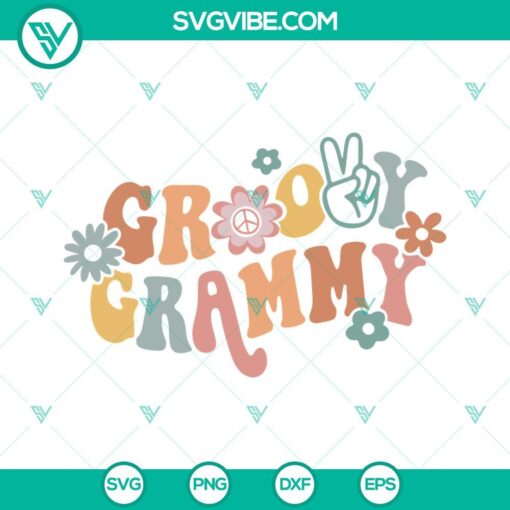Boho flowers and hippie family themed Groovy Grammy SVG image download. Great for DIY projects.