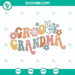 Groovy Grandma SVG files with retro and boho flower designs, perfect for hippie-themed projects.