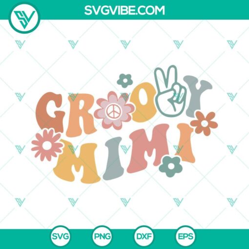 Boho flower, family hippie, and groovy Mimi SVG files for digital crafting projects. Ideal for a fun and retro vibe.