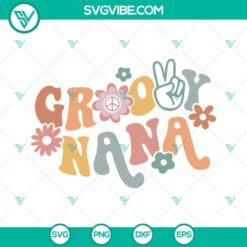 Groovy Nana SVG with Boho Flower and Family Hippie design in PNG format for digital use.
