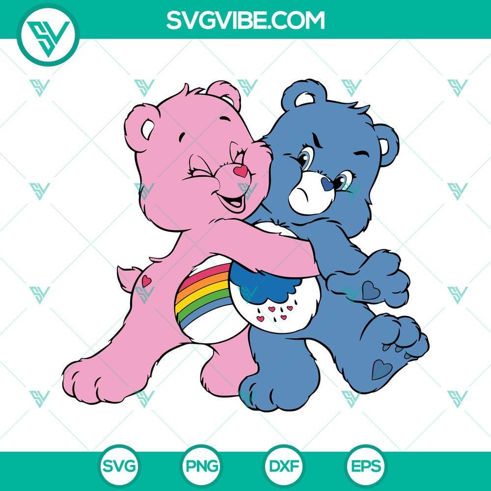 Grumpy Bear And Cheer Bear Care Bear SVG DXF EPS PNG Cricut Silhouette Clipart Grumpy Bear and Cheer Bear Care Bear SVG File for Cricut - DXF EPS PNG format, perfect for craft projects and custom designs.