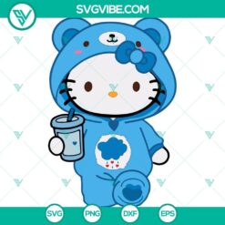 Grumpy Bear & Hello Kitty crossover SVG digital download with Cloud Pretty Kitty Care Bear design. Ideal for crafts.