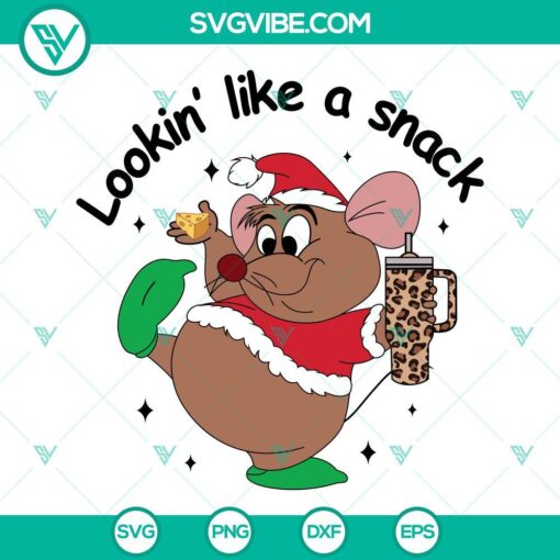 Gus Gus leopard tumbler Christmas SVG design featuring Cinderella mouse, cute and charming for crafts and projects.