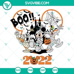 Disney Halloween 2022 Mummy Mouse and Friends SVG design with PNG, DXF, and EPS files for crafting projects.