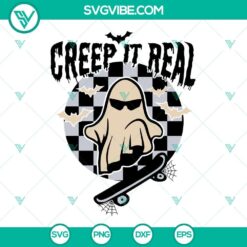 Creep It Real Halloween Boy on Ghost Skateboard SVG file for PNG. Perfect for Halloween crafting projects.