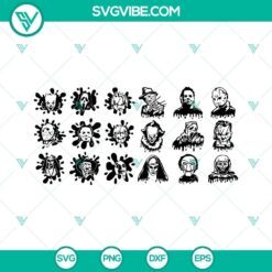 Halloween character SVG file bundle featuring spooky horror characters, perfect for Halloween crafting projects.