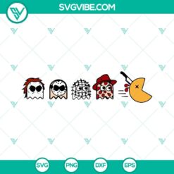 Halloween horror characters Pacman SVG download, spooky themed Pacman game characters for digital assets.