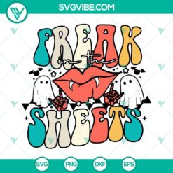 Halloween ghost SVG file with "Freak in the Sheets" text design, suitable for digital crafting projects.