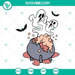 Halloween ghost potion witch cauldron silhouette illustration for digital crafting projects. SVG PNG DXF EPS files included.