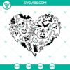 Spooky Halloween Heart SVG design with bats, perfect for festive crafting projects.