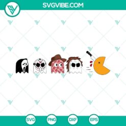 Halloween themed Pac Man SVG, cute horror character design for digital use, spooky and fun Halloween SVG images.