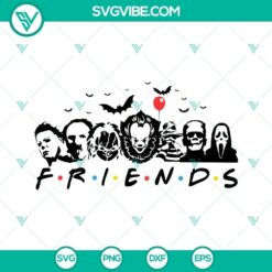 Halloween horror characters and movie killers SVG file with friends in a spooky design for digital use.