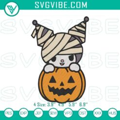 Kuromi Pumpkin embroidery design for Halloween, spooky and cute machine file, perfect for holiday crafts.