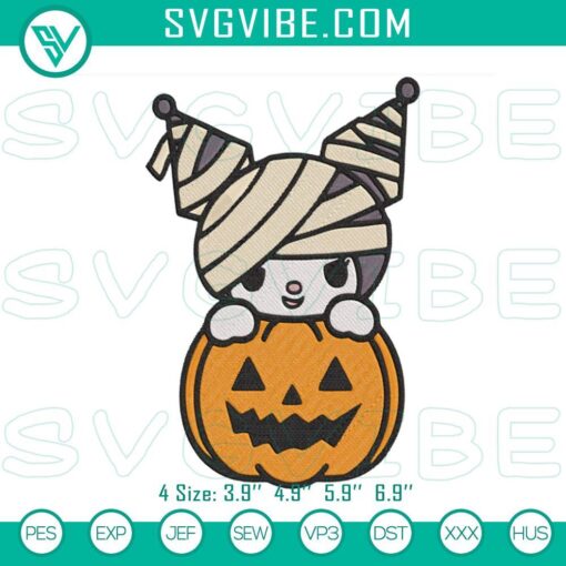 Kuromi Pumpkin embroidery design for Halloween, spooky and cute machine file, perfect for holiday crafts.