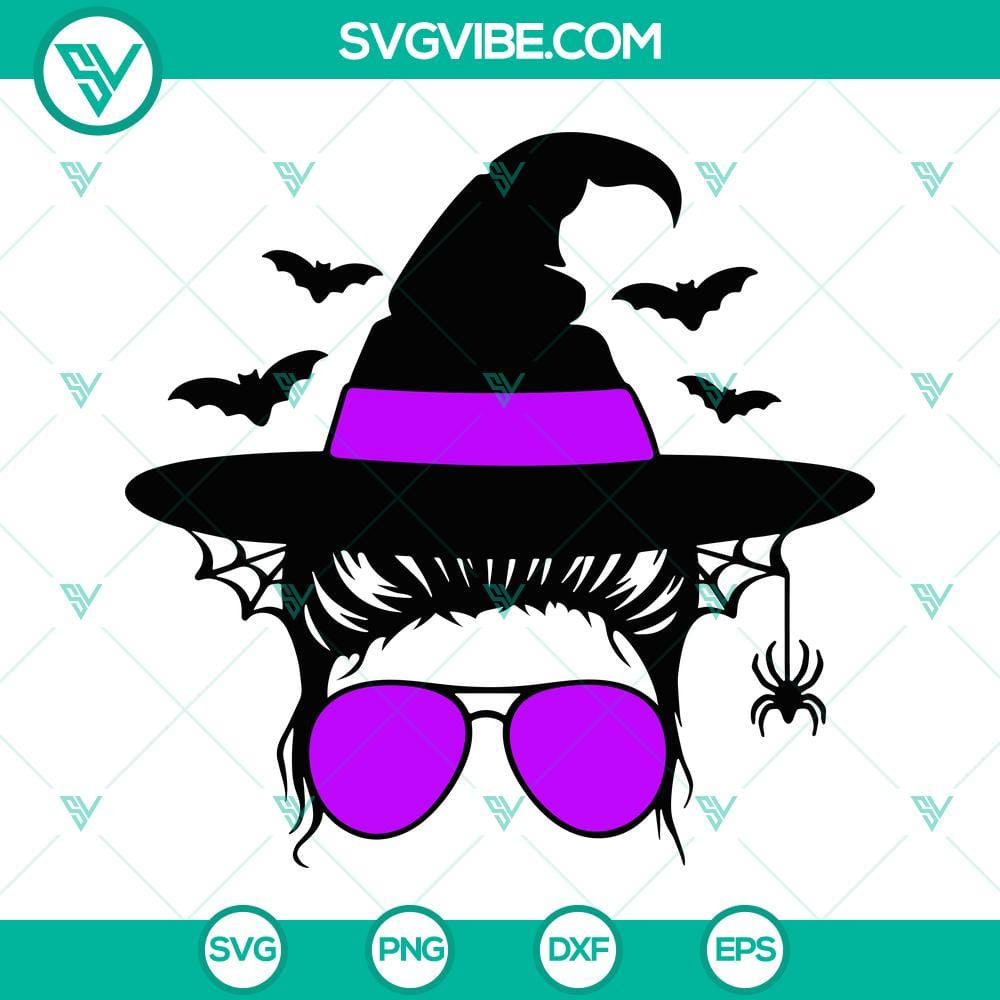 Halloween Mom Messy Bun SVG, Momster SVG, Witch Mom SVG PNG DXF EPS Cut Files Halloween Mom Messy Bun SVG download featuring Momster and Witch Mom images in PNG and DXF formats. Ideal for Halloween craft projects.