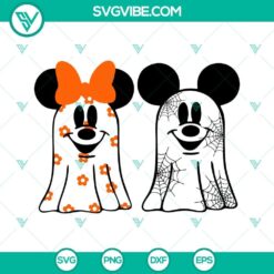 Halloween themed SVG images featuring mouse head and ghost designs, perfect for Mickey and Minnie Halloween decorations.