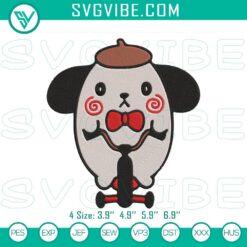 Halloween Pompompurin jigsaw horror embroidery design, spooky Sanrio digital file, ideal for Halloween crafting and decoration.