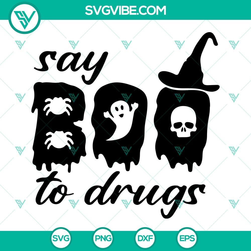 Halloween Red Ribbon Week SVG, Say Boo To Drugs SVG, Drug Free SVG Halloween Red Ribbon Week SVG design with "Say Boo To Drugs" message, Drug Free theme. Ideal for crafting and awareness campaigns.