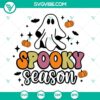 Spooky Halloween SVG file with ghost and fall elements, perfect for Halloween crafting projects.