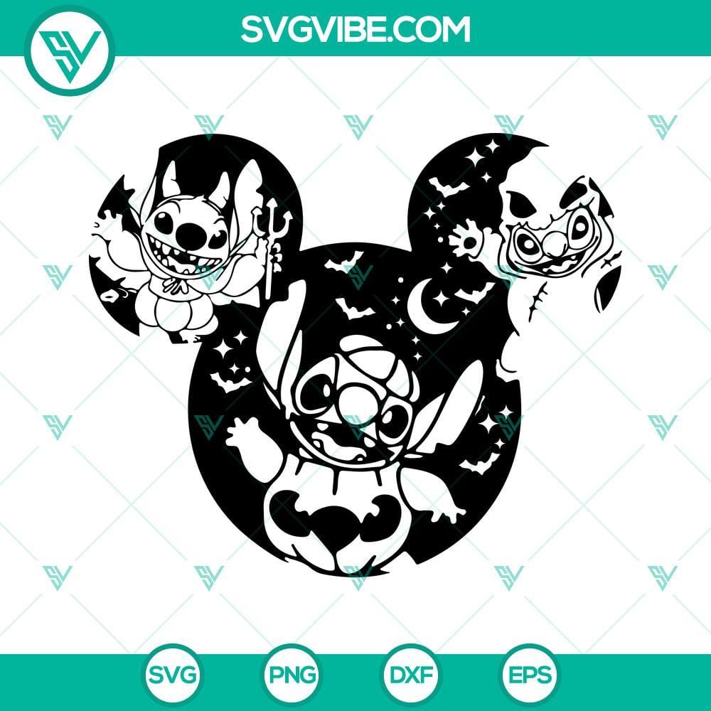 Halloween Stitch Costume SVG, Stitch Mouse Head Halloween SVG Halloween Stitch Costume SVG featuring a cute Stitch Mouse Head design, perfect for Halloween crafts and decoration.