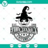 Halloweentown University SVG files featuring Halloween pumpkin witch hat design, downloadable in PNG format for crafting projects.