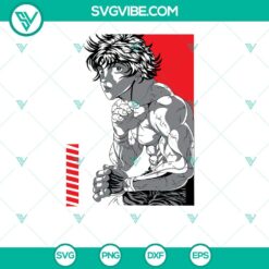 Hanma Baki and Grappler Baki anime characters SVG files with PNG and DXF formats for digital download.